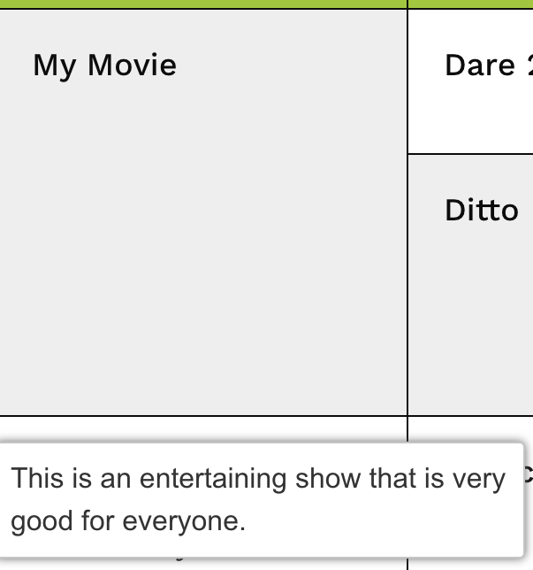 a screenshot of a tv schedule. the program is called my movie. the description says: this is an entertaining show that is good for everyone.